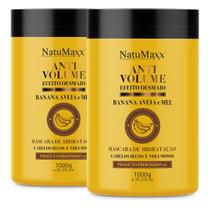 Kit 2 Máscara Hidratação Capilar AntiVolume Banana Aveia NatuMaxx 1kg