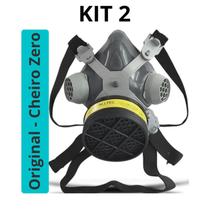 KIT 2 Máscara Respirador Facial 1/4 Para Proteção Química Gases VOGA Com 1 Filtro contra vapores organicos absorção quimica gases acidos