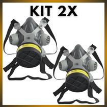 Kit 2 Mascara Respirador Facial Proteção Químico com Filtro Gases Ácidos e Vapores Kit 2 Mascara Respirador Facial Proteção Químico com Filtro Gases Ácidos e Vapores