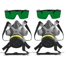 Kit 2 Máscara Respiratória Proteção e Óculos de Segurança Alça Ajustável EPI - Alltec