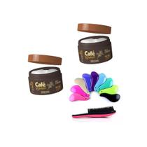 Kit 2 Mascaras Capilar 300ml Café Vegana + Escova Magica