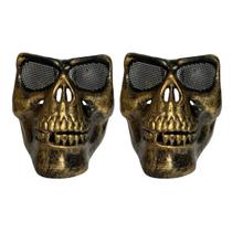 Kit 2 Máscaras Caveira Metalizada Fantasia Clássico 7 Lobos