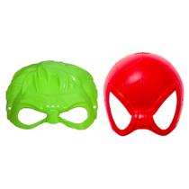 Kit 2 Máscaras de Super Heróis Hulk Verde e Teia Aranha