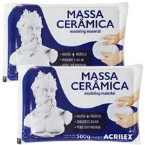 Kit 2 Massa Cerâmica para Modelagem Acrilex 500gr