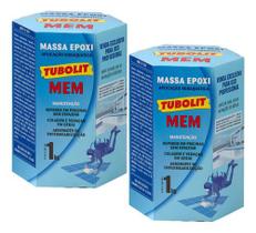 Kit 2 Massa Epoxi Tubolit Mem 1kg Cola Azulejo De Piscina