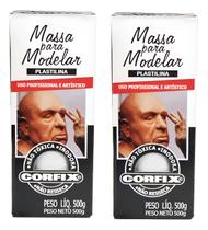 Kit 2 Massa Modelar BRANCA (Tipo Clay) Plastilina 1kg - CORFIX