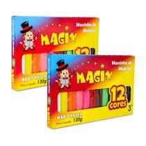 Kit 2 Massinha De Modelar 12 Cores Magix 130g Multicolor
