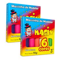 Kit 2 Massinha De Modelar 6 Cores Magix 90g Multicolor