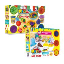 Kit 2 Massinhas de Modelar Tutti Frutti com Acessórios e Moldes Pizzaria Sorveteria