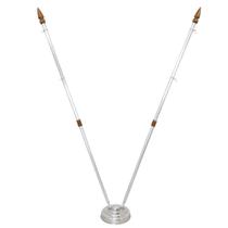 Kit 2 Mastro + 2 Ponteira Madeira + 2 Encaixe + 1 base Alumínio 2 furos Kit 2 Mastro + 2 Ponteira Madeira + 2 Encaixe + 1 base Alumínio 2 furos