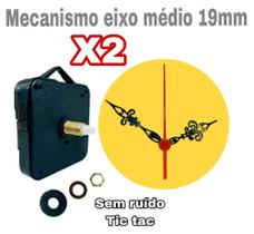 Kit 2 Mecanismos Do Movimento Relógio De Parede Quartz Eixo 19mm Colonial