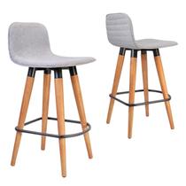 Kit 2 Meia Banquetas Línea c/ Aço Escandinavo em Linho Cinza