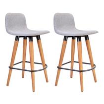 Kit 2 Meia Banquetas Línea UniDecor Assento em Linho Cinza