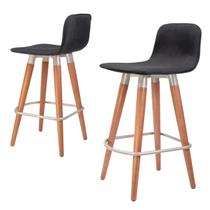 Kit 2 Meia Banquetas UniDecor Línea Champanhe c/ Linho Cinza