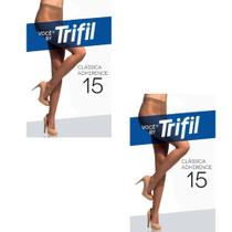 Kit 2 Meia Calça Clássica Adherence Fio 15 Preto EG - Trifil Kit 2 Meia Calça Clássica Adherence Fio 15 Preto EG - Trifil