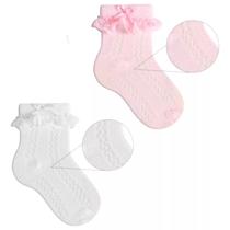 Kit 2 Meia Duck Soquete Batizado Renda Festa Menina Social Kit 2 Meia Duck Soquete Batizado Renda Festa Menina Social
