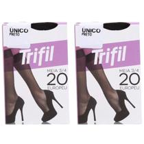 Kit 2 Meia Fina 3/4 Europeu Fio 20 Preta - Trifil