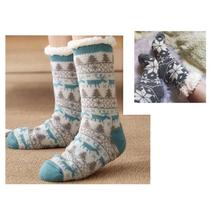 Kit 2 Meia Pantufa Infantil: Lã Forrada com Pelúcia e Solado Antiderrapante - Menino