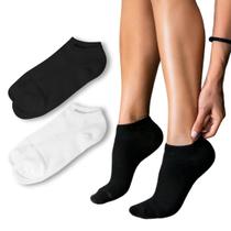 Kit 2 Meia Soquete Feminina Cano Curto Branca e Preta Rupee