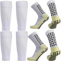 Kit 2 Meias Antiderrapante 2 Canelitos Meião Futebol Esportes
