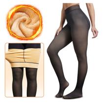 Kit 2 Meias Calça De Lã Térmica Translúcida Forrada Pelinho Pelúcia