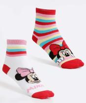 Kit 2 Meias Infantil Cano Curto Estampa Minnie Disney-34376