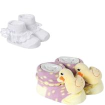 Kit 2 Meias Pantufa Bebê Recém Nascido Menina Kit 2 Meias Pantufa Bebê Recém Nascido Menina