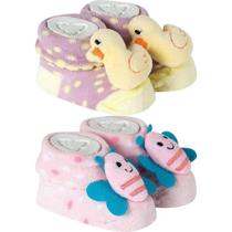 Kit 2 Meias Pantufa Bebê Recém Nascido Menina