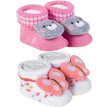 Kit 2 Meias Pantufa Bebê Recém Nascido Menina