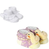 Kit 2 Meias Pantufa Bebê Recém Nascido Menina