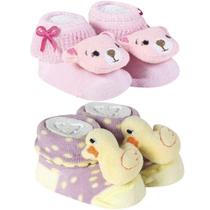 Kit 2 Meias Pantufa Bebê Recém Nascido Menina