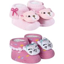 Kit 2 Meias Pantufa Bebê Recém Nascido Menina