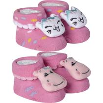 Kit 2 Meias Pantufa Bebê Recém Nascido Menina