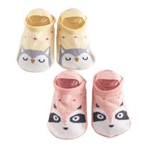 Kit 2 Meias Sapatilhas Antiderrapante Pietra Baby Infantil Unissex Algodão Confortável Estampas Divertidas Para Bebês
