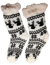 kit 2 Meias Térmica Feminina de Lã Quentinha Inverno Forrada Pelinho antiderrapante para Frio