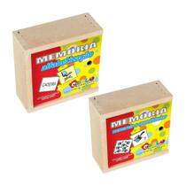 Kit 2 Memórias Educativas Numerais + Alfabetização Jogo Pedagógico Lúdico MDF - Carlu - 3 anos