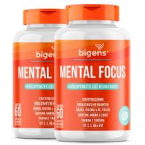 Kit 2 Mental Focus Fosfatidilserina Tirosina Taurina Cafeína Magnésio Glicina Colina e Vitaminas Complexo B 120 Caps Bigens