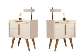 Kit 2 Mesa Cabeceira 1 Gaveta 1 Porta Pés Palito 1188 Davi