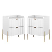 Kit 2 Mesa Cabeceira Industrial branco Para Cama Moriah 45cm Kit 2 Mesa Cabeceira Industrial branco Para Cama Moriah 45cm
