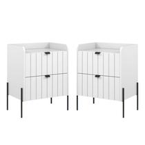 Kit 2 Mesa Cabeceira Industrial branco Para Cama Moriah 45cm