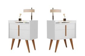 Kit 2 Mesa de Cabeceira 1 Gaveta 1 Porta Pés Palito 1188 Davi Plus Branco - Comprar Moveis para sua Casa