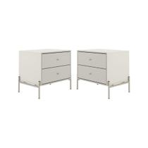 Kit 2 Mesa de Cabeceira 2 Gaveta Jasper Champanhe Off White Kit 2 Mesa de Cabeceira 2 Gaveta Jasper Champanhe Off White