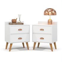 Kit 2 Mesa De Cabeceira 2 Gavetas Criado Para Quarto Decoração Com Prateleira Nicho Madero Kit 2 Mesa De Cabeceira 2 Gavetas Criado Para Quarto Decoração Com Prateleira Nicho Madero
