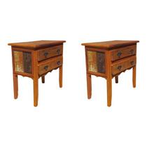 Kit 2 Mesa de Cabeceira 70x38x70cm MIni Comoda 2 Gavetas Madeira de Demolição Natural Kit 2 Mesa de Cabeceira 70x38x70cm MIni Comoda 2 Gavetas Madeira de Demolição Natural