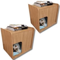 Kit 2 Mesa de cabeceira cama pet cães 45x45x40 Amadeirado