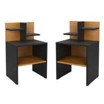 Kit 2 Mesa de Cabeceira com Nichos e Prateleiras Multifuncional Moderna para Quarto