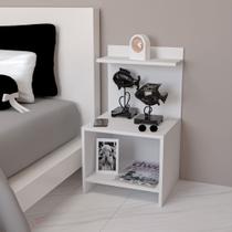 Kit 2 Mesa De Cabeceira Compacta Mdf Branco Nicho Fácil Montagem