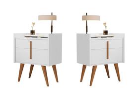 Kit 2 Mesa de Cabeceira Davi 1 Gaveta 1 Porta Pés Palito Branco Comprar móveis para sua casa