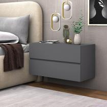 Kit 2 Mesa de cabeceira eros 60 estilo clean 2 gavetas corrediças telescopica