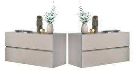 Kit 2 Mesa de cabeceira eros 60 estilo moderno europeu cor Off White